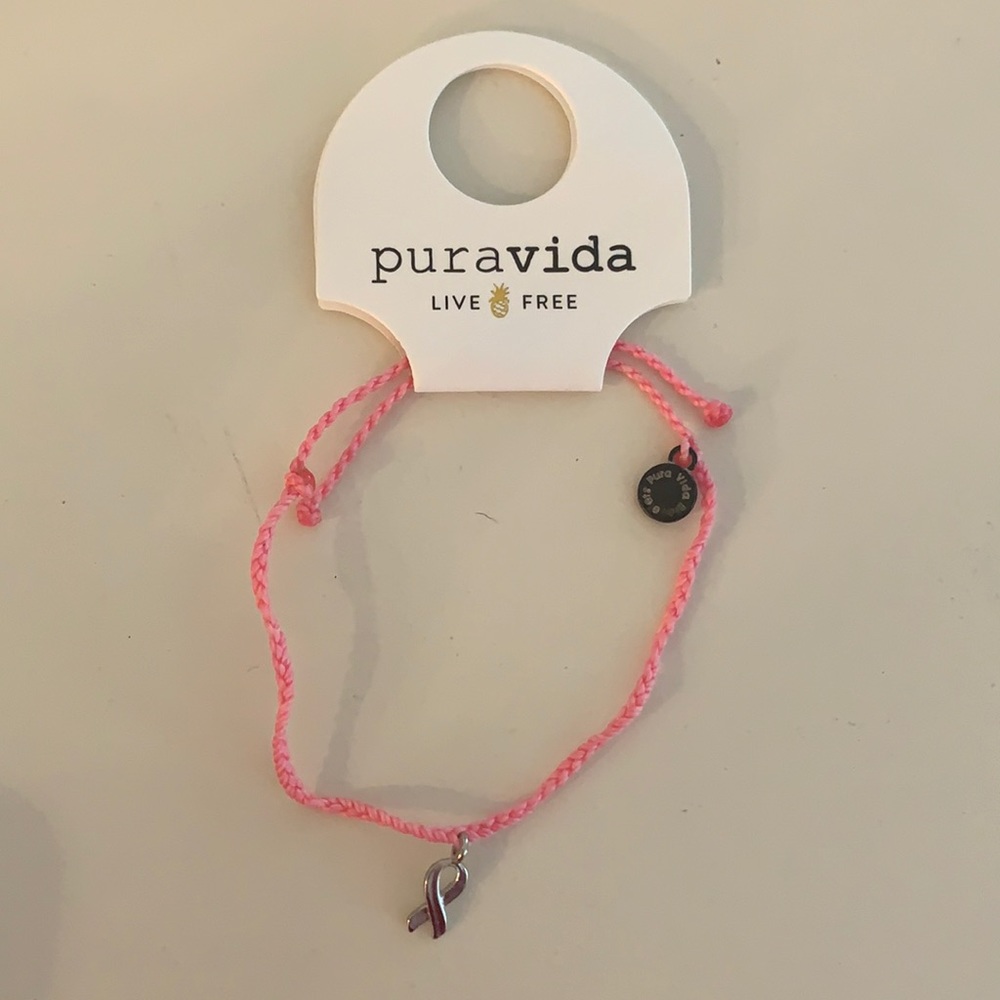 Pura Vida pink breast cancer bracelet
